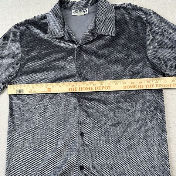 Vintage Pop Icon Shirt‎ Mens M Y2K Rave Disco Textured Stretch Velvet Gadzooks - Picture 5 of 7